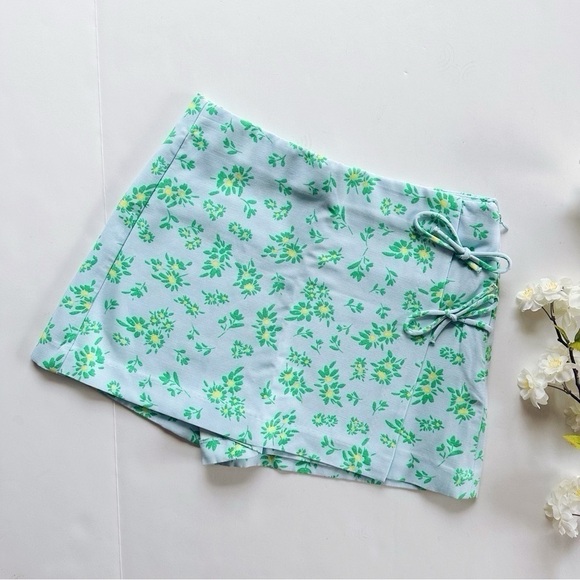 Zara Floral Bow Skort Skirt Mini - Picture 1 of 10